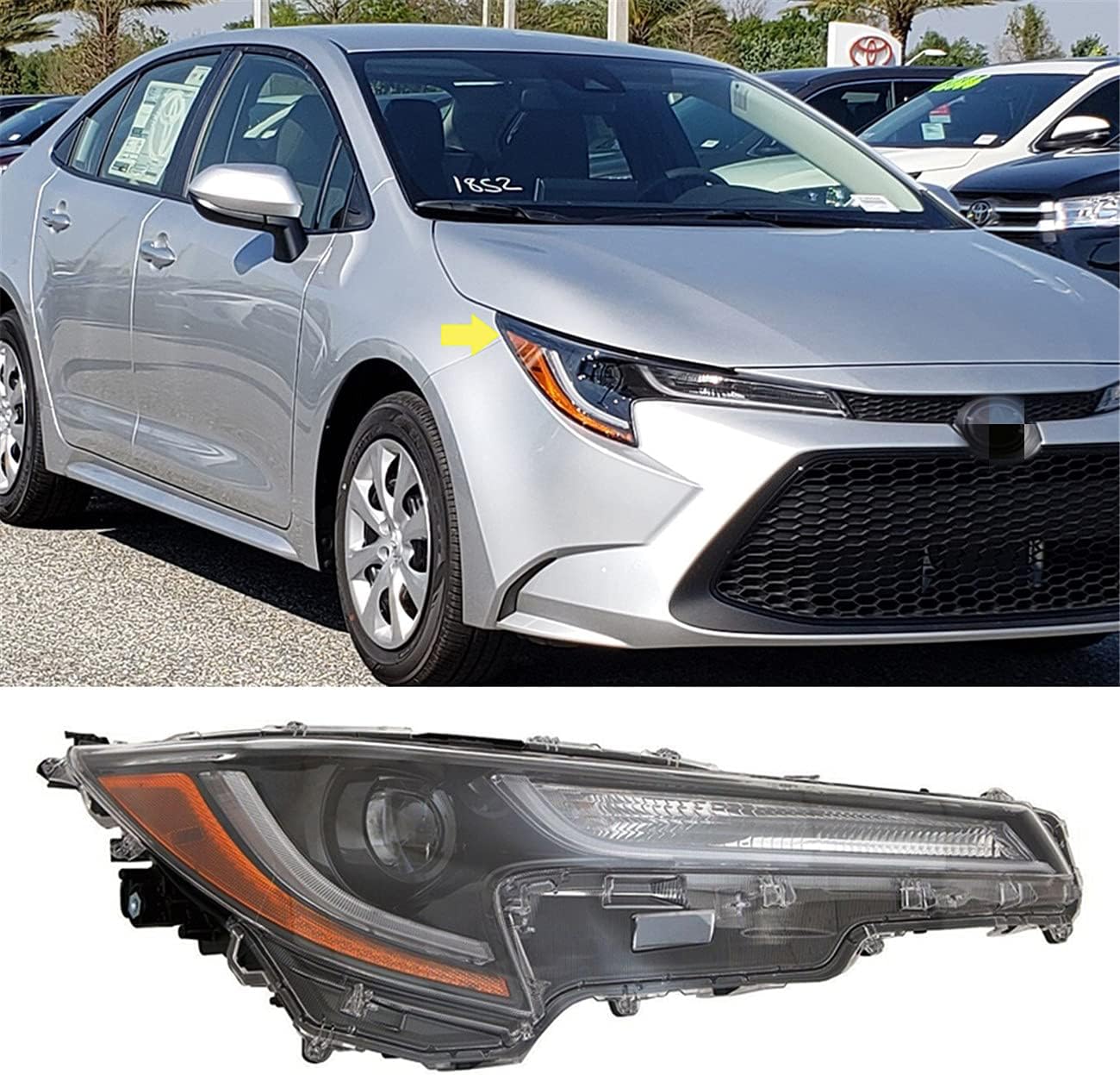 Headlights Compatible with 2020 2021 Corolla L LE Projector LED Headlamps Set Aftermarket Driver + Passenger Side