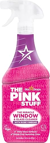 The Pink Stuff Miracle - Limpiador de ventanas en aerosol, 30 onzas líquidas, ¡ahora 20% más! Limpiador de vidrio y espejo sin rayas para un brillo