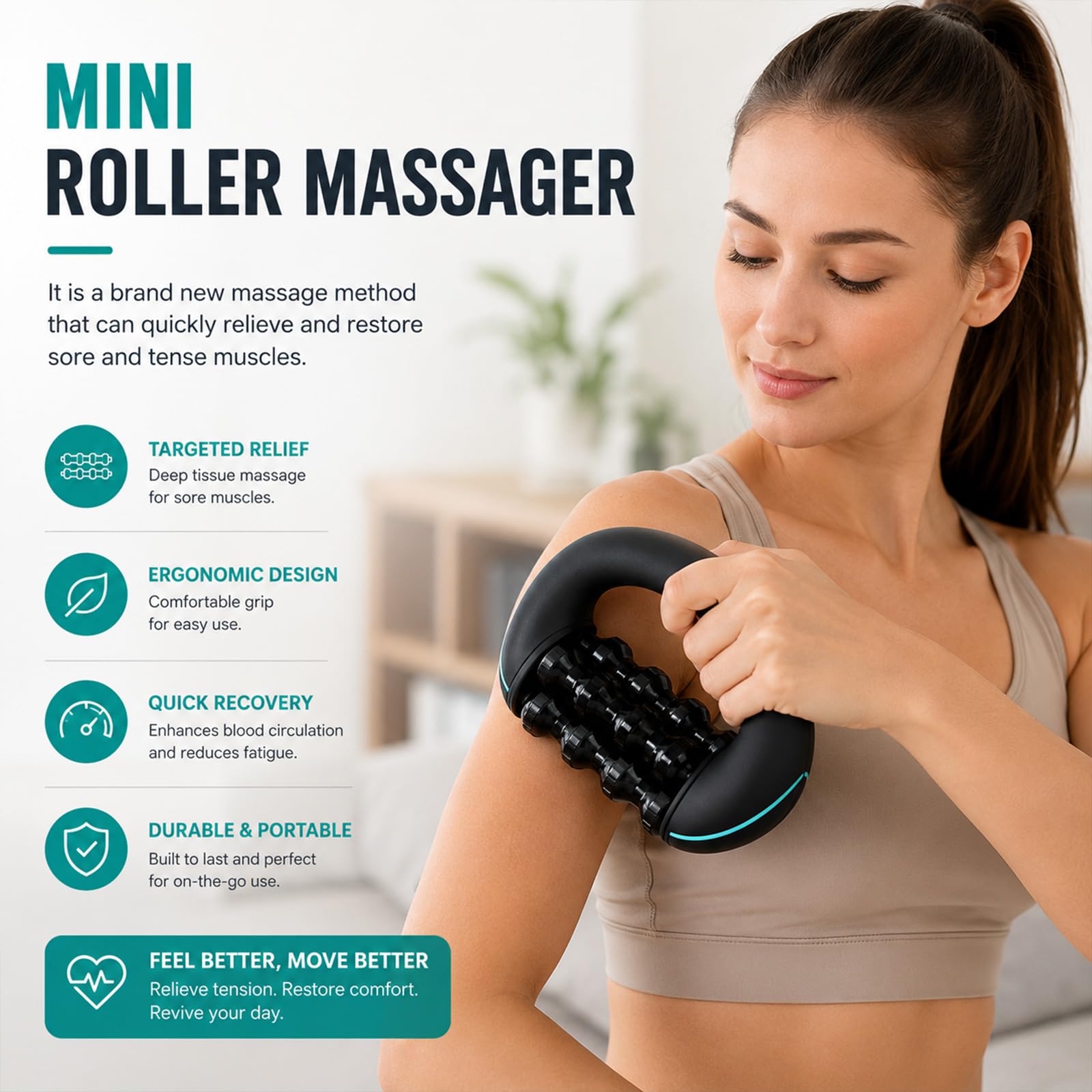 Appareil Anticellulite Électrique,Appareil De Massage Manuel Électrique Avec Rouleaux De Tissus Profonds,Ventouse Electrique Anti Cellulite,3 Vitesses,Réduit Cellulite Et Tensions, Les Épaules (Noir)