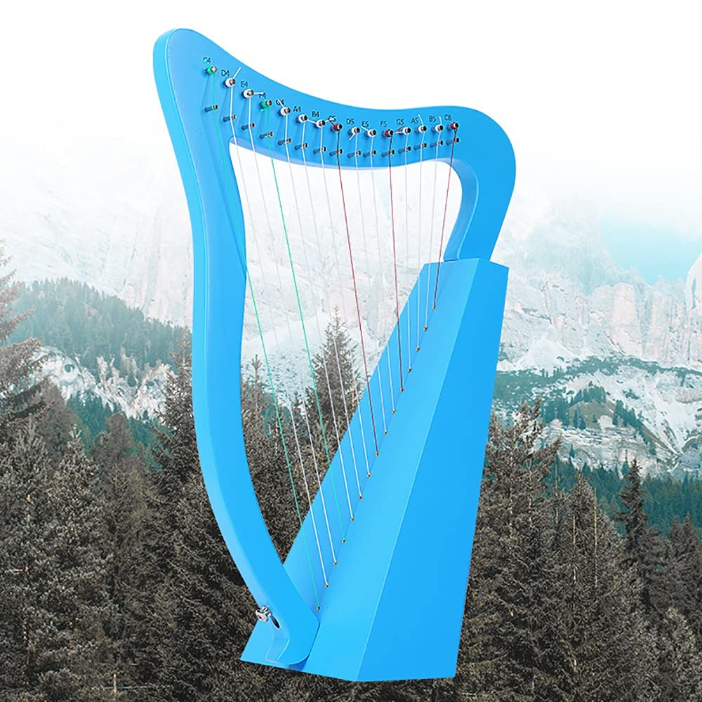 Arpa da Ginocchio in Legno Massello A 15 Corde, Alta 58 Cm, Ideale per Bambini Adulti E Principianti, con Chiave di Accordatura, Custodia Nera E Spartito Musicale in Ing,Black