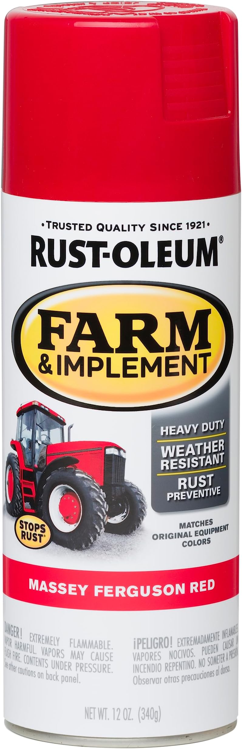 Rust-Oleum 280134 Farm & Implement Spray Paint, 12 oz, Massey Ferguson Red, (Pack of 1)
