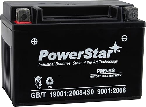 PowerStar YTX9-BS Motorcycle Battery Compatible with Kawasaki ZR900 Z900 ABS 2017 to 2019