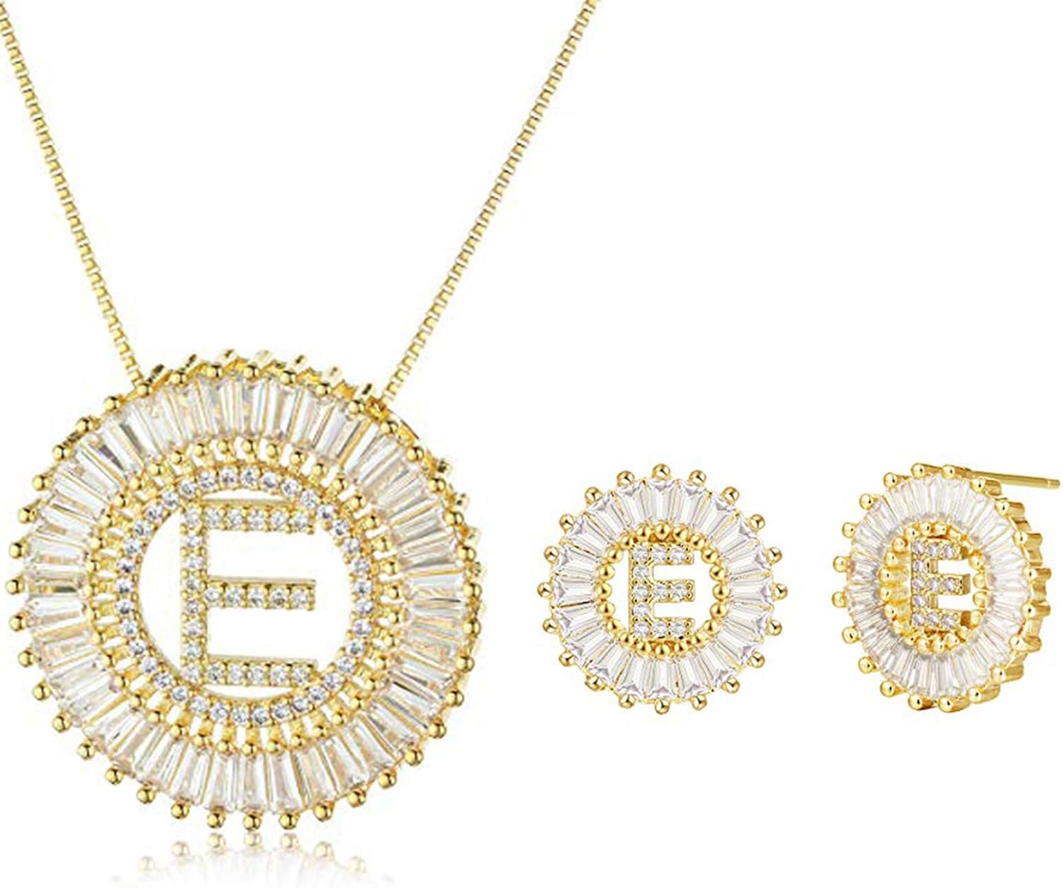 COTTVOTT Charms Initial Letter Pendant Necklace Stud Earrings Set for Women