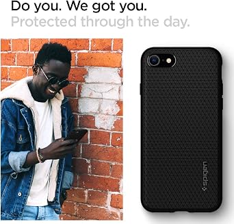 Spigen Liquid Air Armor Designed for iPhone SE 2020 Case/Designed for iPhone 8 Case (2017) / Designed for iPhone 7 Case (2016) - Black