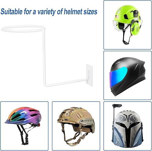 Miniatura 5 de 4 soportes para casco con 4 ganchos, colgador de casco de metal montado en la pared para sombreros, abrigos, chaquetas, baloncesto, soporte para