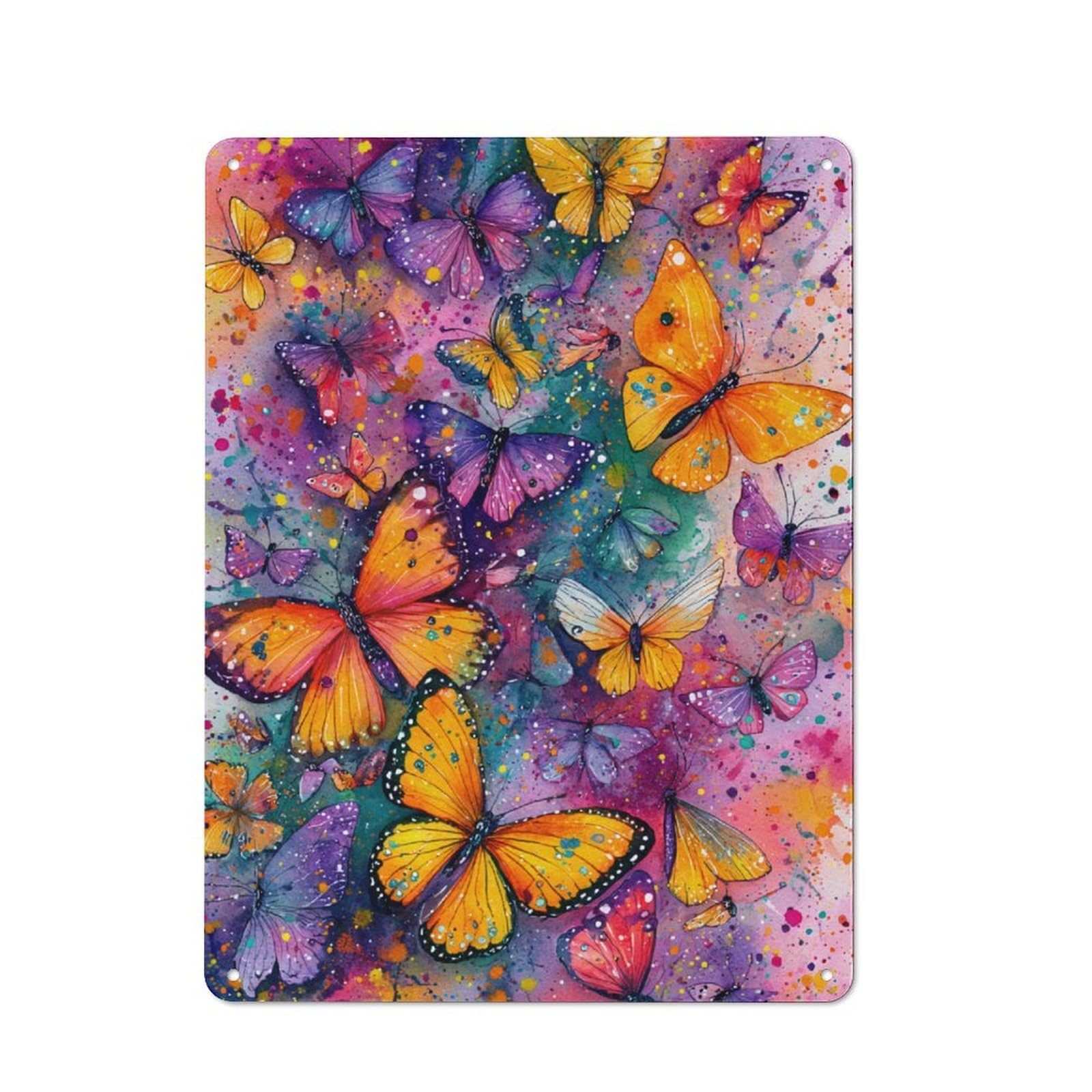 Junmoney Vibrant Butterfly Symphony Retro Tin Sign 40X30cm For Garden Room Or Summerhouse, A Housewarming Gift For Garden Room Decor Fans
