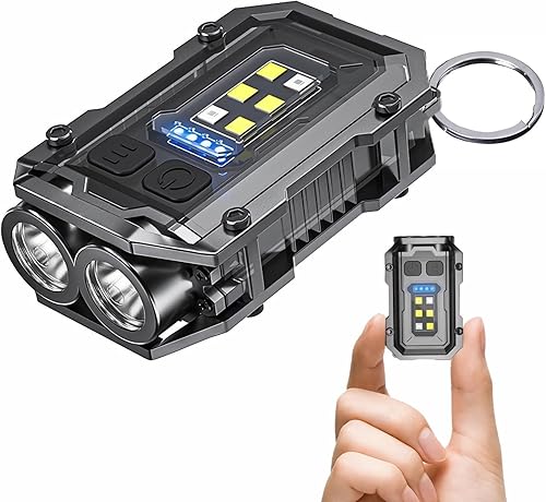 BoomFun Linterna con clip recargable, mini linterna EDC llavero, luz COB de bolsillo compacta para trabajo nocturno, correr, caminar, acampar,