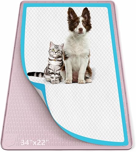 Miniatura 32 de Soporte para orina para perros, tapete de silicona para orina de 40 x 28 pulgadas, a prueba de fugas, borde alto, sin derrames, soporte para