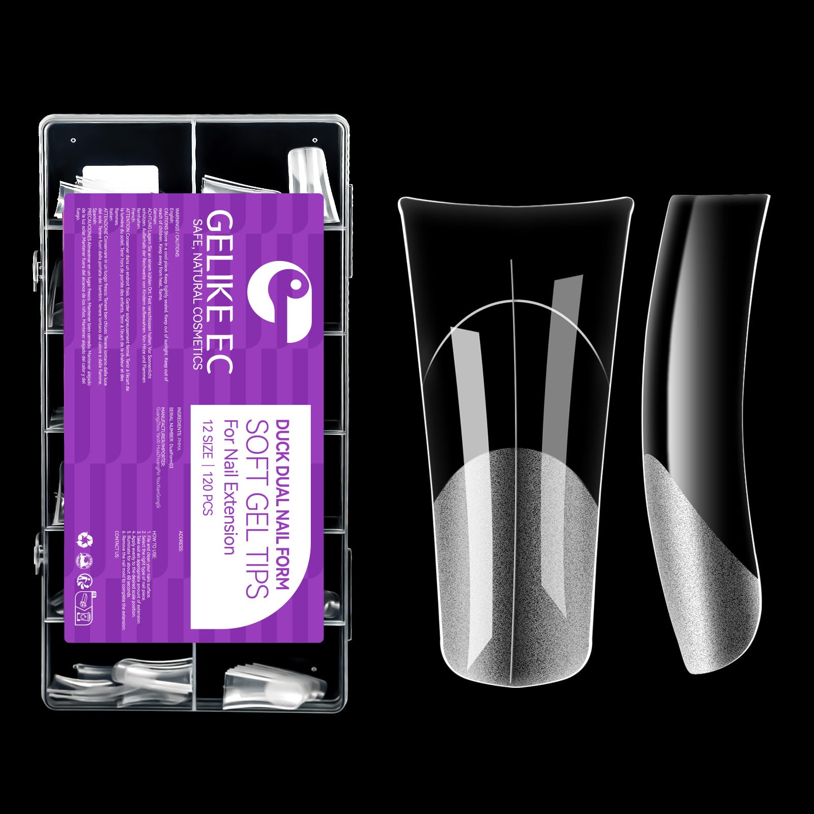 Gelike ec Dual Nail Forms Set: Duckbill Dual Nail Forms Nagel Gel Formen Nagelform Set für Polygel Extension Maniküre Nagelkunst Design Salon DIY 120 Stücke 12size