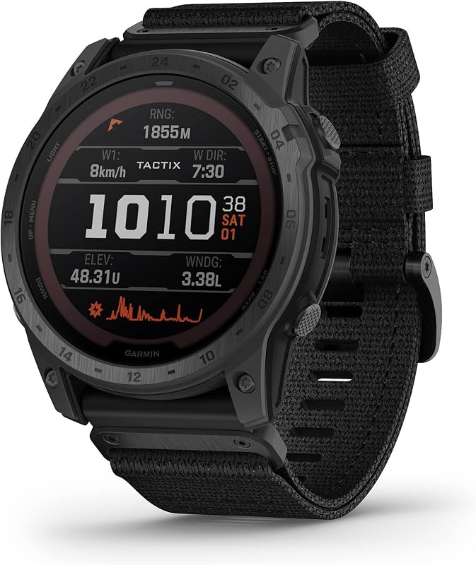 tactix 7, Pro Ballistics Edition, reloj GPS táctico de construcción robusta con capacidad de carga solar, balística aplicada y banda de nailon