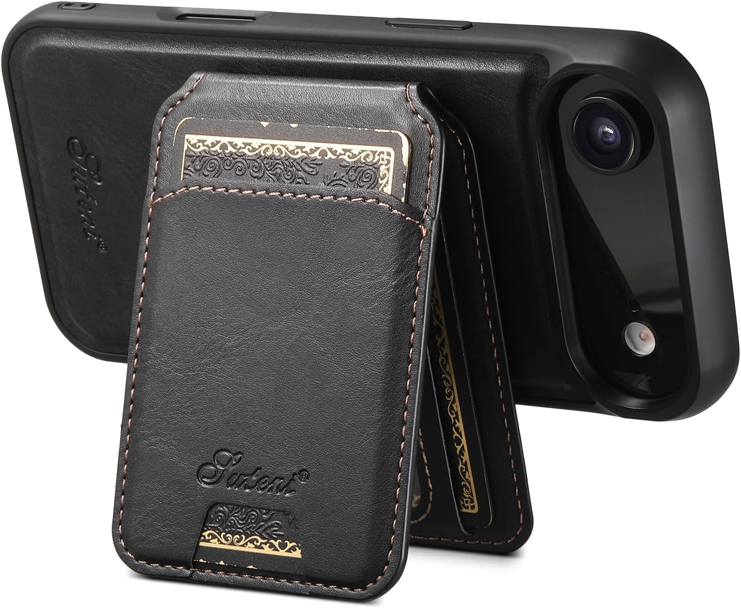 PASNEW Wallet Case for iPhone Air with Card Holder,Wireless Charging RFID Blocking Cases,Kickstand Shockproof Drop Leather 17Air Phone Hard Shell for Women Men,[Not for S-Pen],6.5 inch,Black