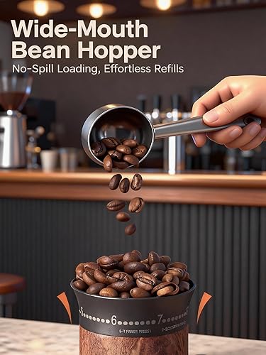 Miniatura 9 de Lamido Molinillo de café manual, 8 ajustes ajustables, capacidad de 1.06 oz, molino de rebabas cónicas con manivela