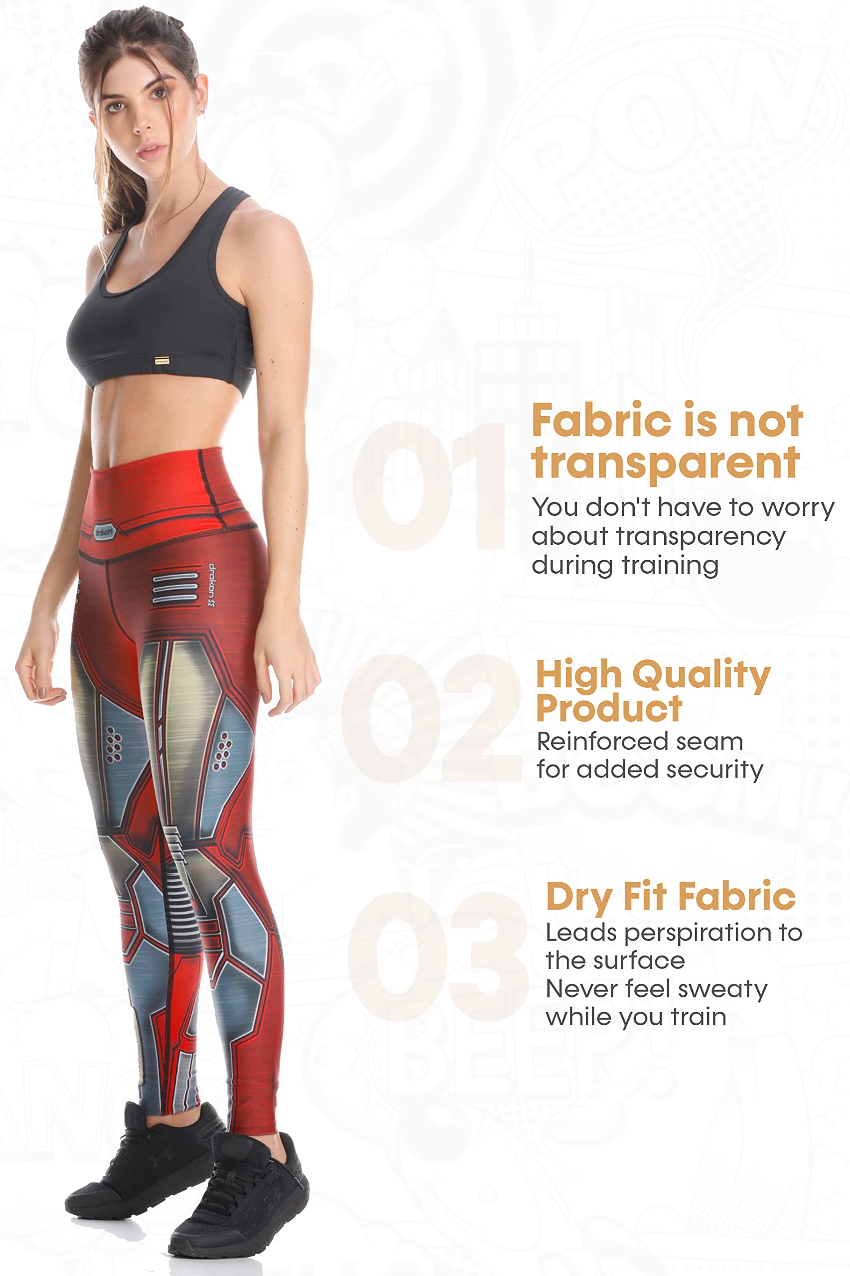 Drakon Muchos estilos de Crossfit Leggings Colombianos Yoga Pantalones Medias de Compresión - gris - Talla Única