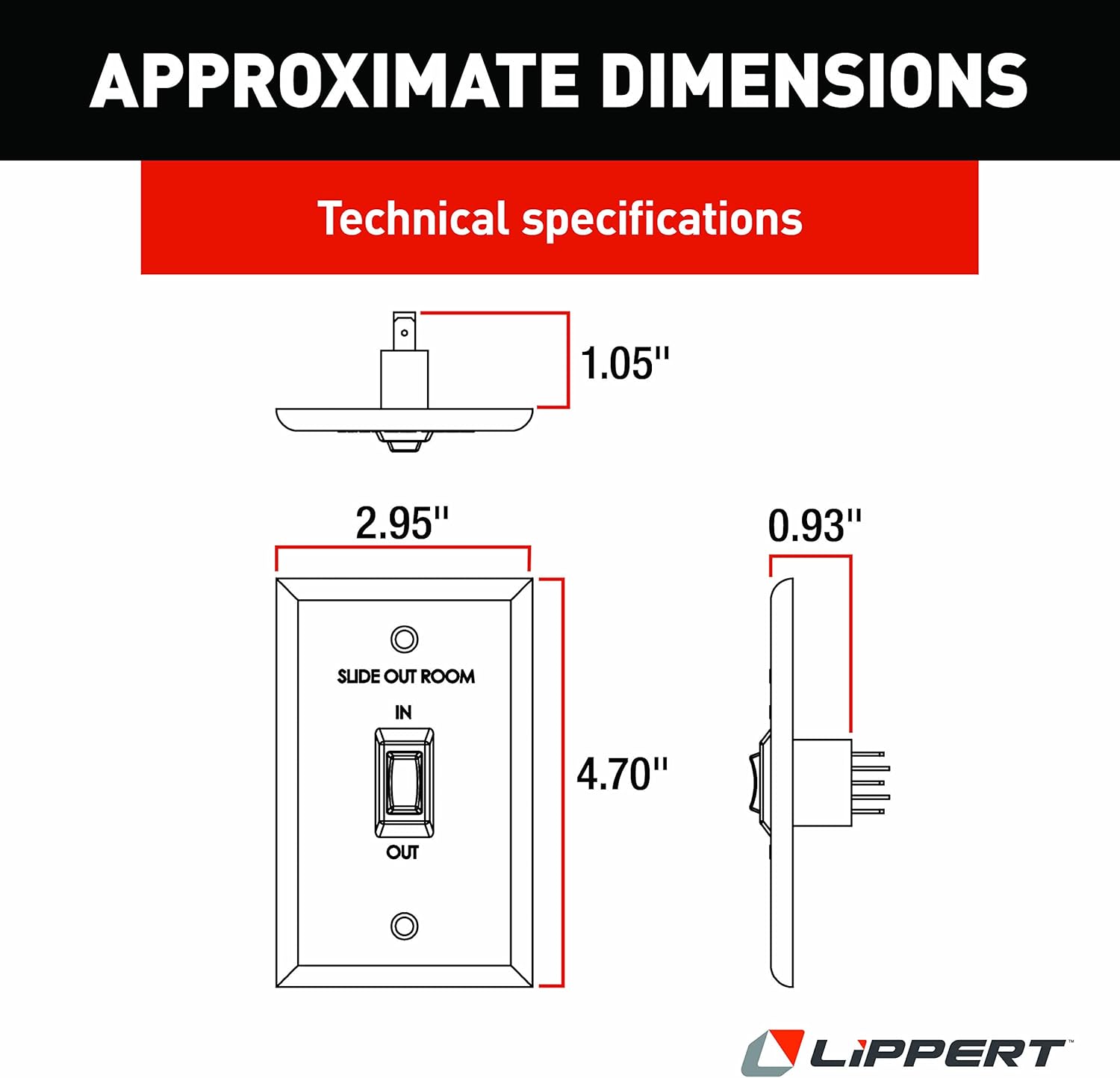 Lippert Components 225488 Interior in/Out Switch (Black)