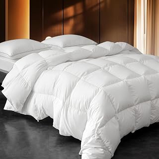 Down Fibers Comforter King Size,Luxurious All Seasons Hotel Collection Duvet Insert,54 Oz High Bulkiness Medium Warmth,Fluffy & Breathable for Bedroom, Guestroom, Hotel (White,106x90) - Amazon product rated Grade A