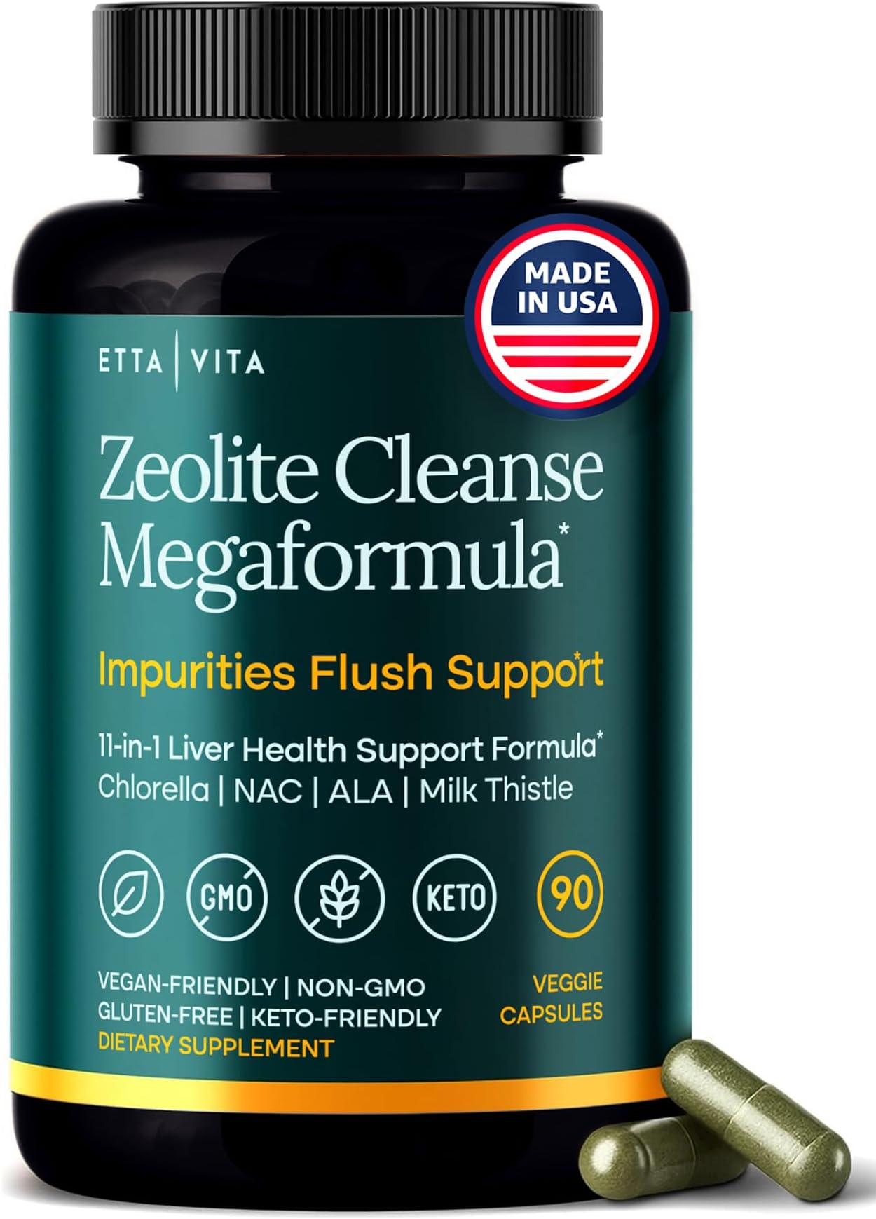 Liver Cleanse Detox & Repair - Microplastics Detox & Zeolite Supplement for Gut Health, Cognition & Natural Energy - Glutathione, NAC, Chlorella, Spirulina, ALA, Cilantro, Milk Thistle, Noni, Shilajit