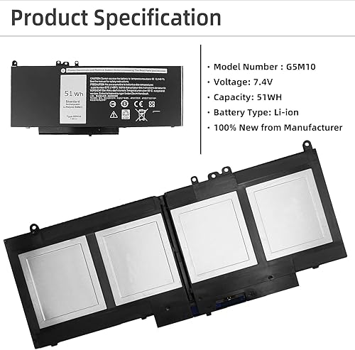 Miniatura 2 de YXKC Batería G5M10 E5550 E5450 E5250 compatible con Dell Latitude E5550 E5450 E5250 5550 5450 5250 3150 3160, 8V5GX R9XM9 1KY05 08V5GG X VMKXM 5XFWC