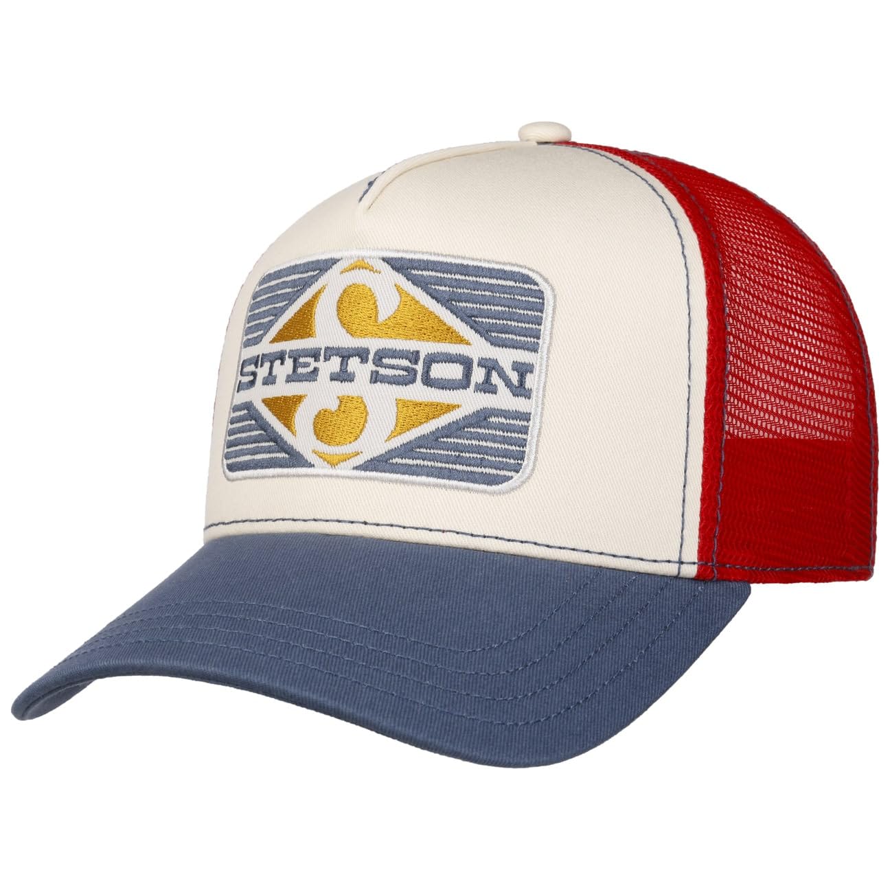 Stetson Rhombus Trucker Cap Snapback Multicolor Unisex Spring Summer Autumn Winter Blue-red