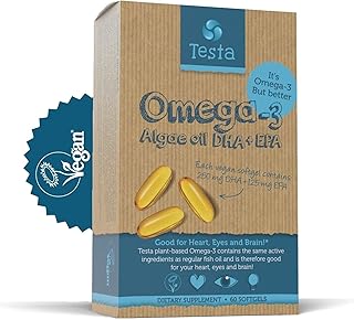 Vegan Omega 3 Supplement – Made from Algae, Not from Fish - DHA & EPA Omega 3 Fatty acids - Omega 3 from Algae Supports Heart, Brain and Joint Health – Two Months Supply