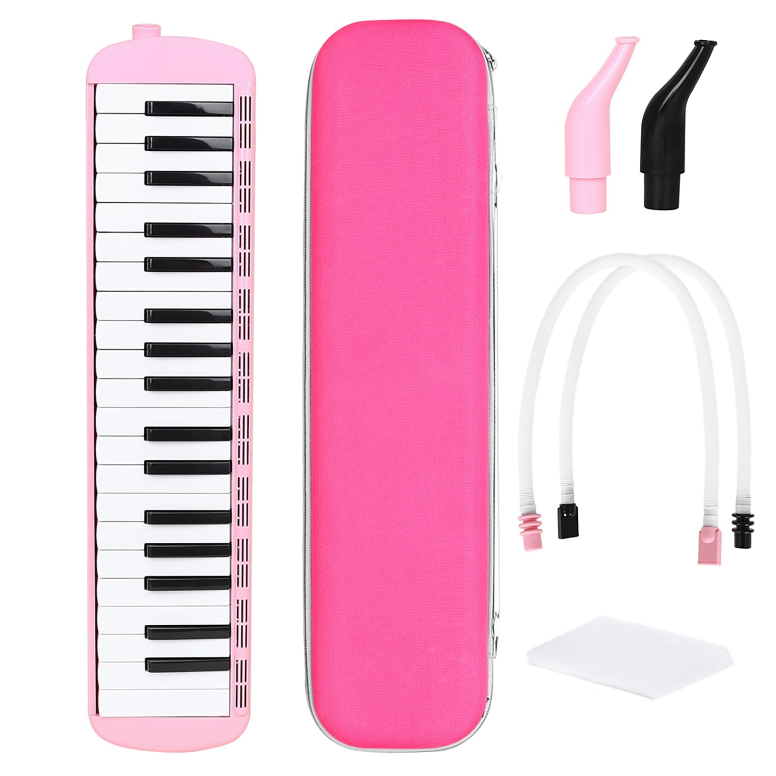 Generic Melodica Clear Tone 37 Klawiszy Przenośna Ręczna Klawiatura do Pianina Powietrznego dla Uczniów i Dorosłych, z Futerałem i Ustnikami, Idealna do Szkolnego Instrumentu Muzycznego (PINK)