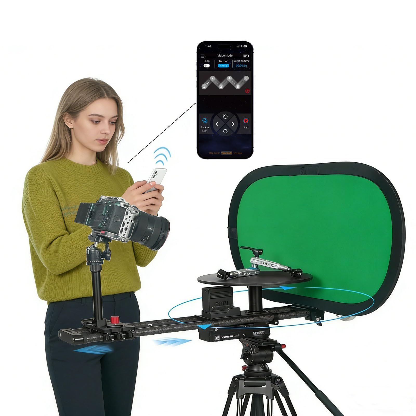 Motorized 360 Photo Booth, Photography Turntable, Camera Rotating Platform Spinner, Realize 360 Video Shooting and Zoom in/Out, App Control