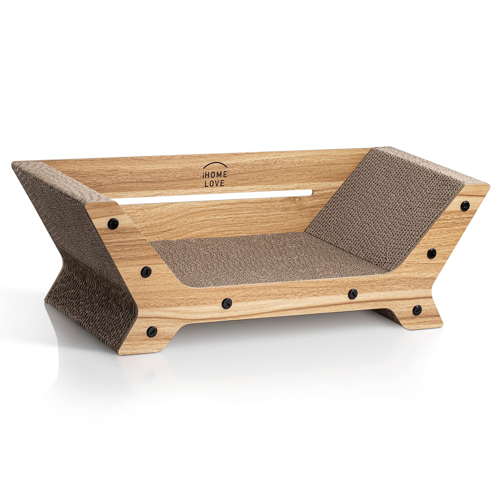 IHOMELOVE Cat Scratching Cardboard, Cat Scratcher Lounge Bed for Grinding Claws, Double Sided Cat Scratcher Pad for Kitten, House Furniture Protector
