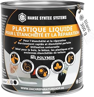 Membrane d'Étanchéité - Joint exterieur et interieur - Colle Étanche pour Fissures & Fuites – Directe Sans Primaire – Tous Matériaux – MS Polymère (Blanc, 300g)