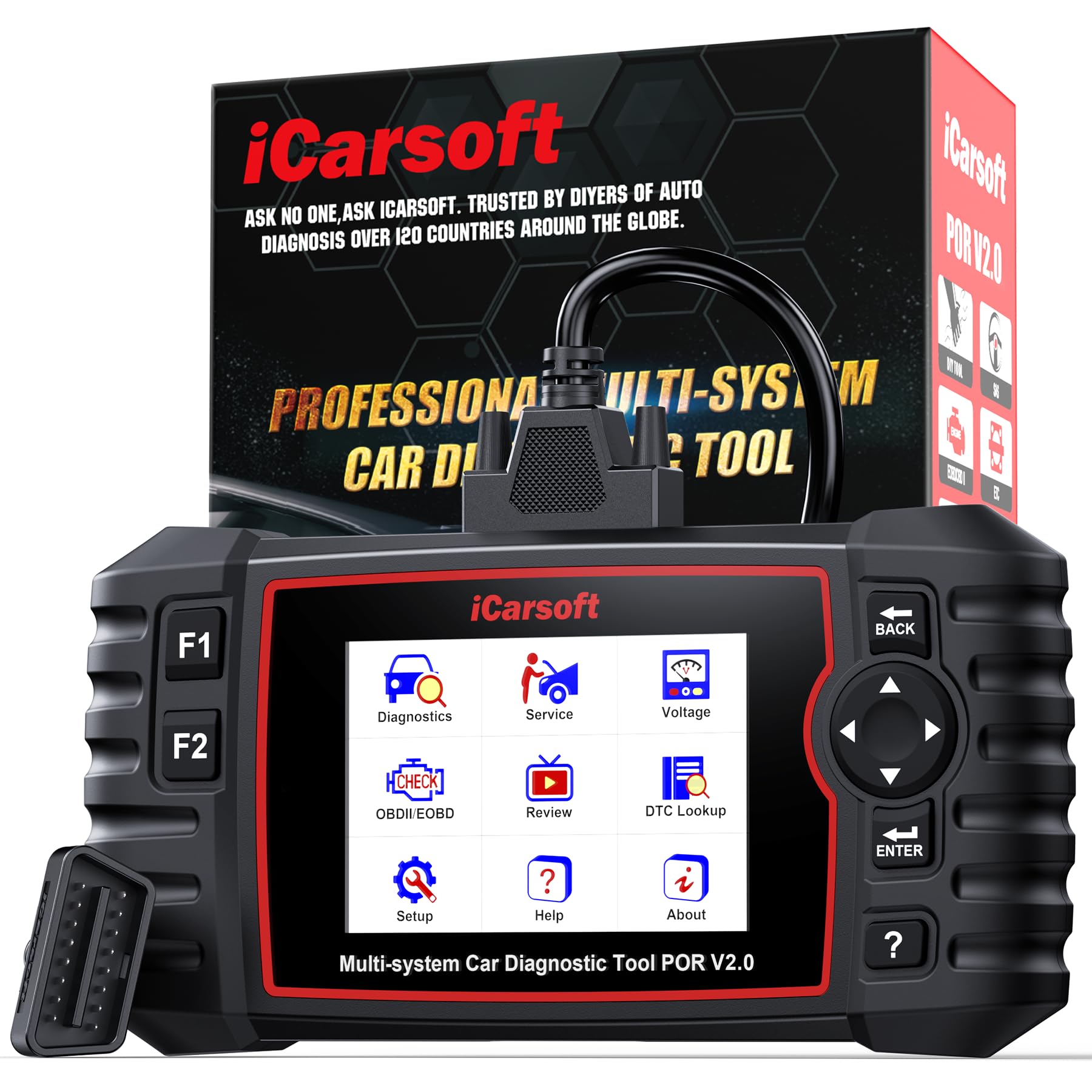 iCarsoft POR V2.0 OBD2 Auto Diagnostica per Porsche/Cayenne/Macan, Diagnosi Auto in Italiano Tutti i Sistemi, 9 Funzioni di Ripristino, Olio/EPB/BMS/ETC/SAS/INJ/TPMS/DP-F/ABS, Aggiornamento a Vita