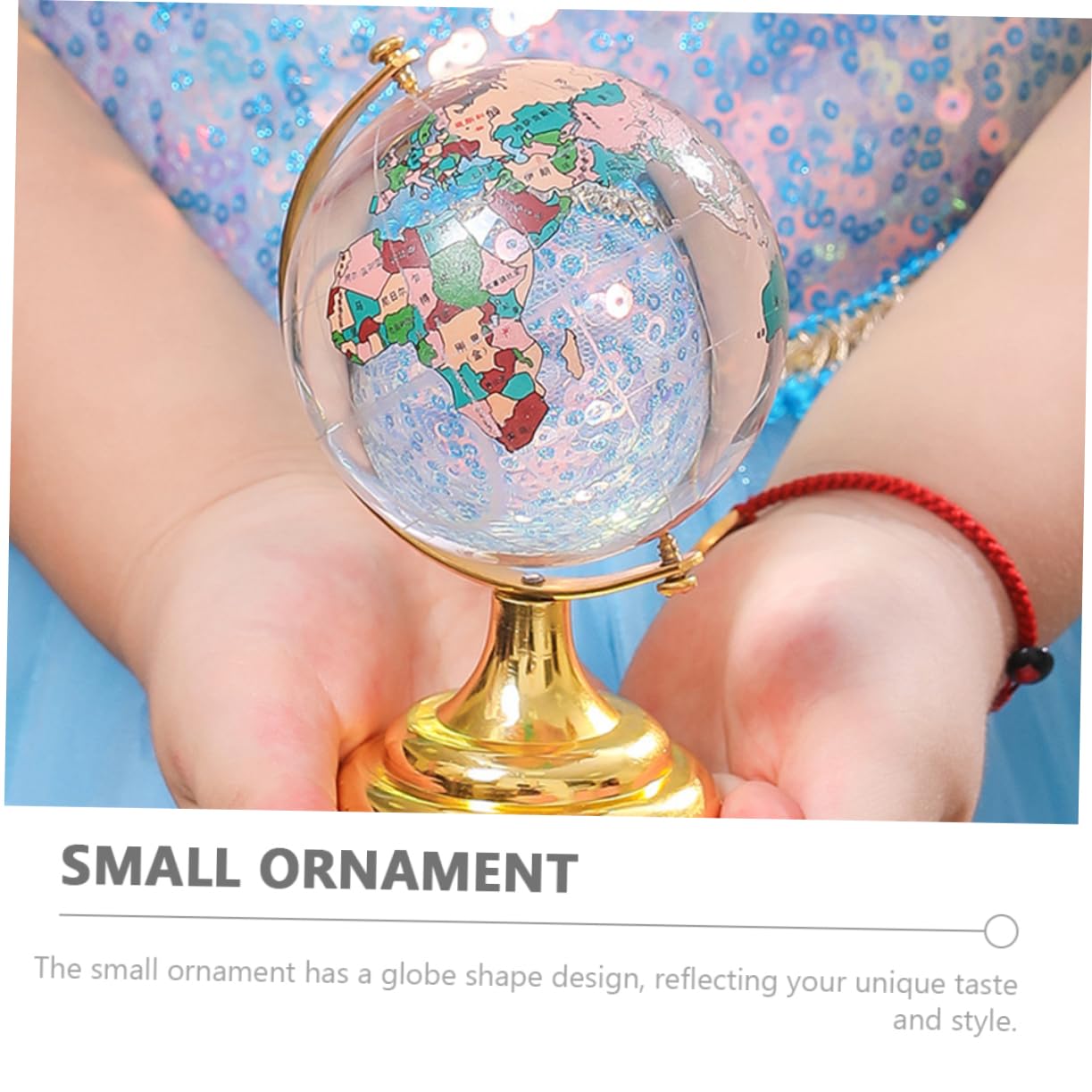 Kristall Globusornament Klein mit Ständer, Drehbar, Dekorativ