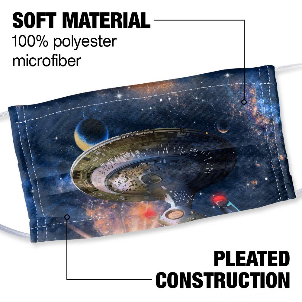 Star Trek The Next Generation Enterprise 1-Ply Reusable Face Mask Covering with Adjustable Nose Wire, Unisex