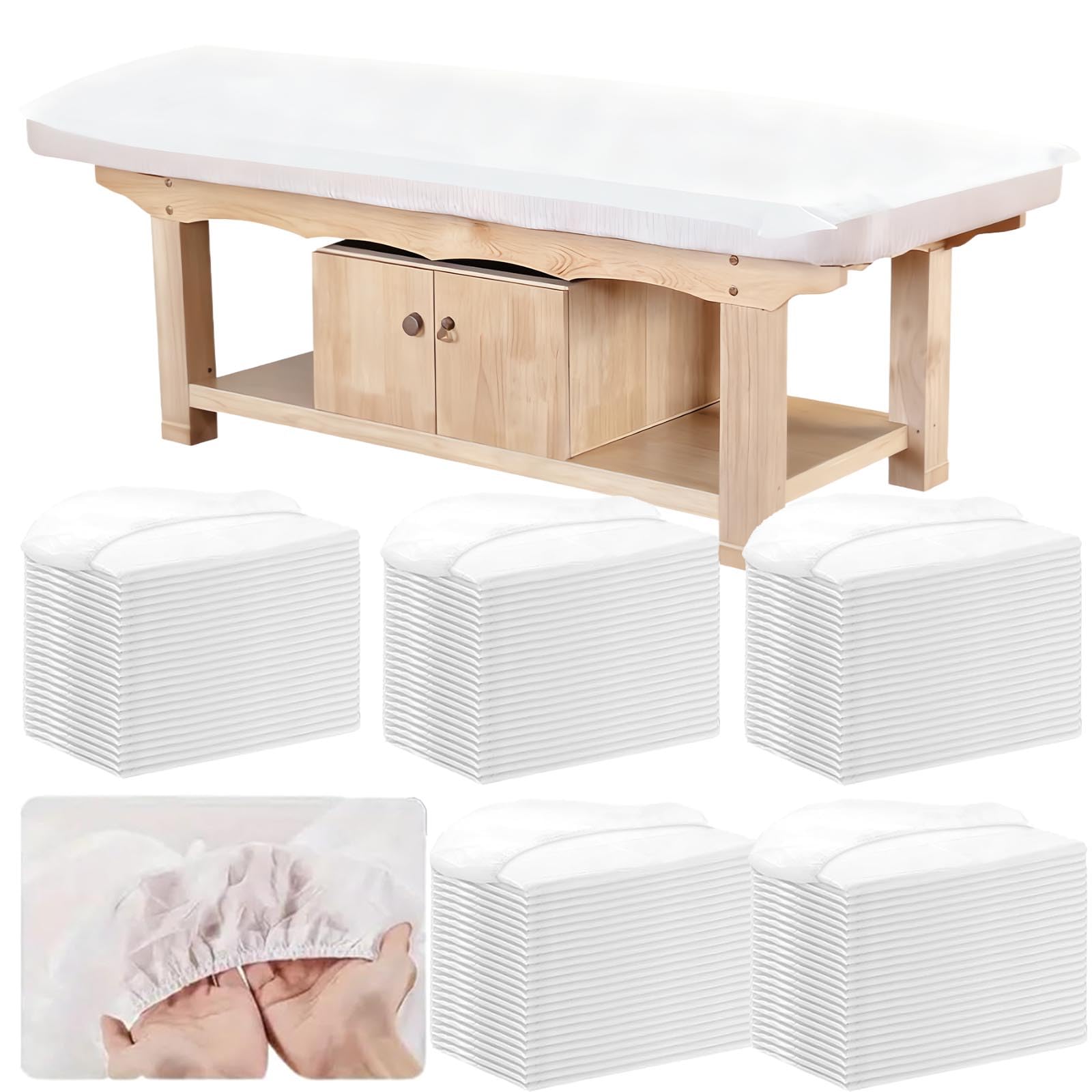 Lot de 50 draps-housses jetables pour table de massage avec élastique, respirant et jetable, en tissu non tissé, usage unique pour salon de beauté, tatouage, lit de cils faciaux, 88,9 x 218,4 cm