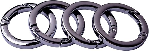 4 piezas de mosquetón redondo de metal de resorte, clip de ganchos de resorte, hebilla de llavero de resorte, anillo O plano para bolsos BBC40