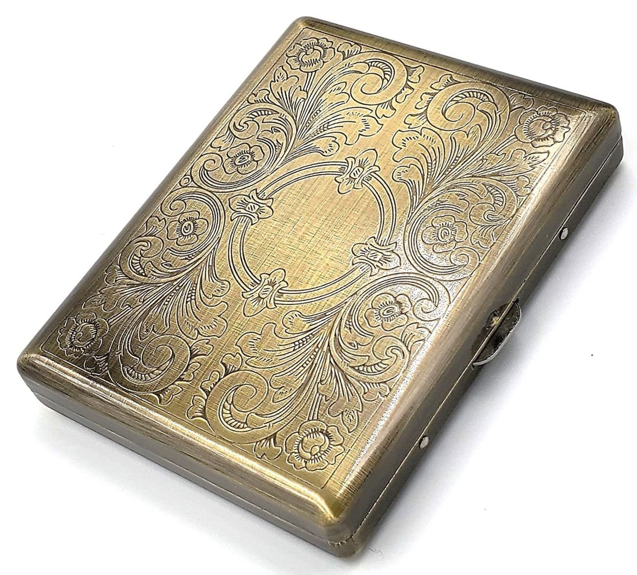 Stylish Bundle of Etched Cigarette Cases for Different Occasions, Victorian Style Metal Holder for Regular, King and 100's Size, Silver and Antique Brass Colors RFID Card Holder