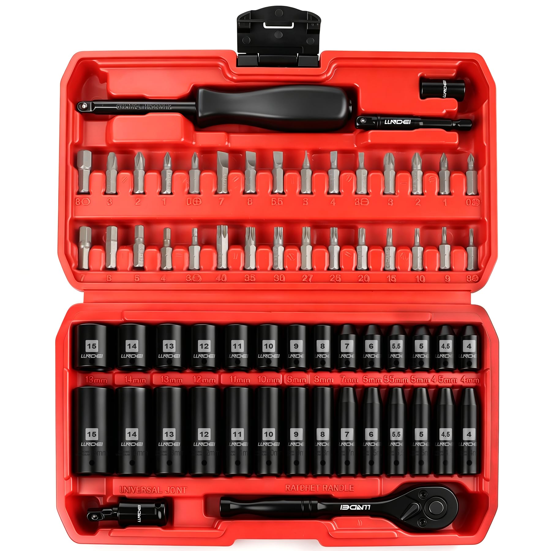 LLNDEI 63-Piece Socket Set - 1/4" Drive -1 LLNDEI 63-Piece Socket Set - 1/4" Drive -1