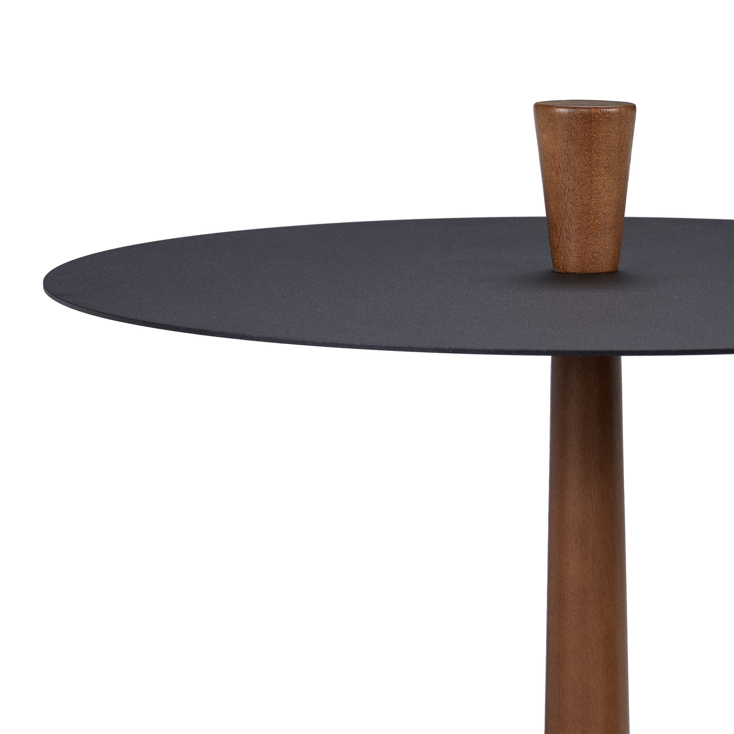 Relaxdays Guéridon, Acier, Bois, H x D : 56 x 45 cm, Table d’appoint de Salon, métal Style Industriel, Noir/Marron