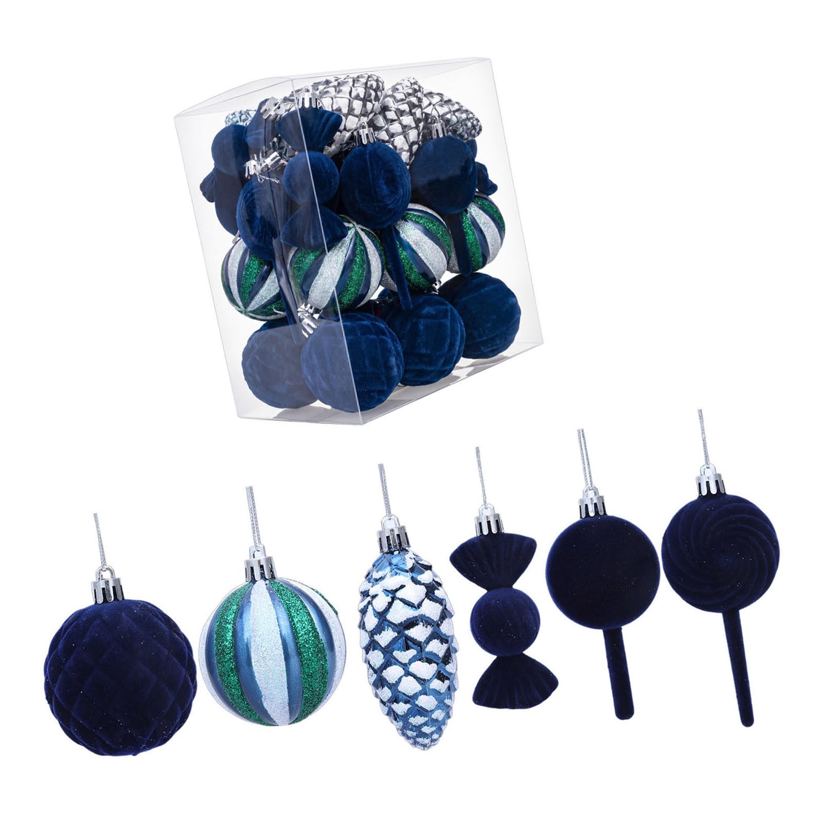 APGLSXY 30Pcs Flocking Christmas Tree Ball Ornaments with Hanging Loop Perfect for Festival Seasonal Styling Bulk Christmas Ornamentation