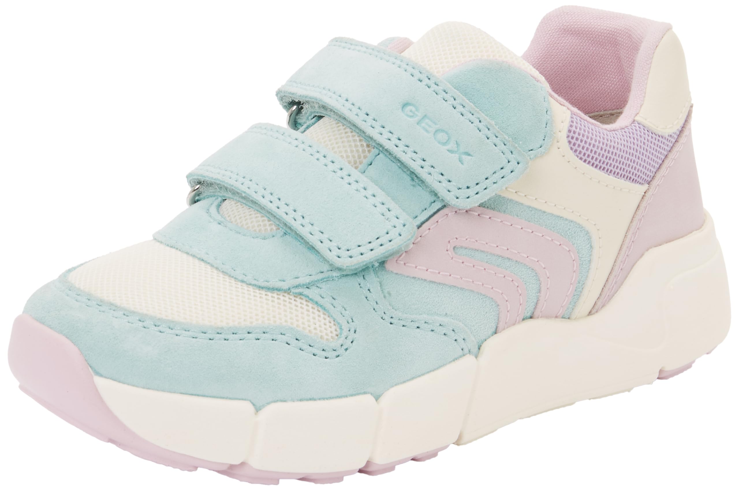 Geox B Flexyper Mini Girl Trainers, Watersea/Pink, 27 EU