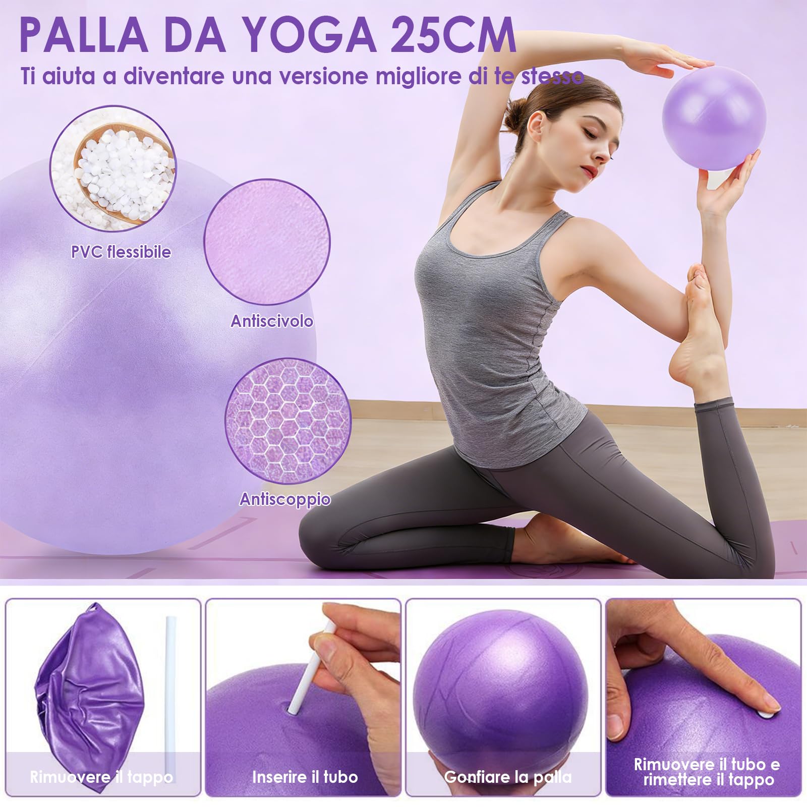 SCANTEE Set di anelli da pilates per fitness, 13 pezzi, viola, plastica, 35 x 35 cm, con anello per allenamento e sport, ragazza