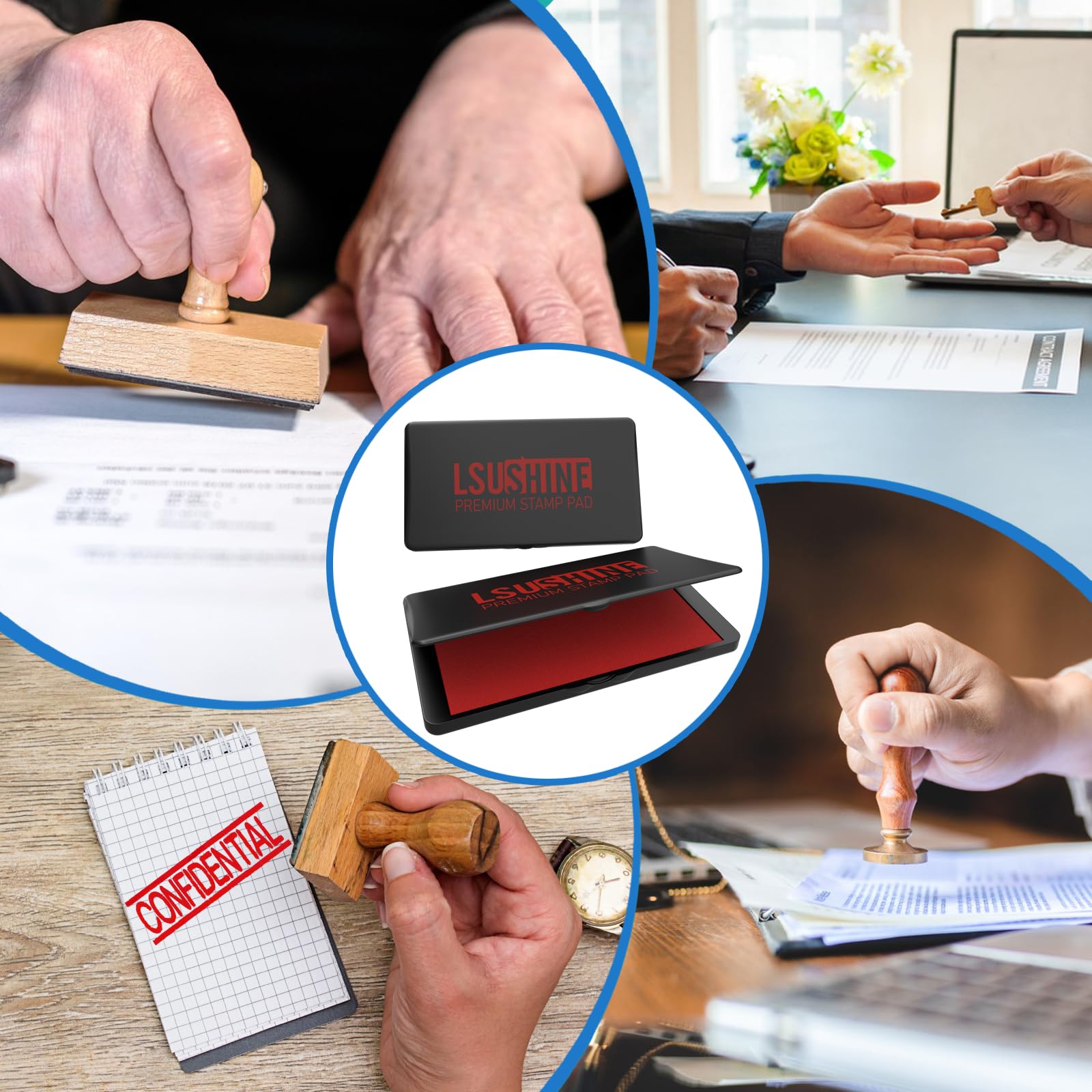 Almohadilla de sello roja grande, almohadilla de tinta de goma de alta calidad para oficina y hogar | Almohadilla de fieltro de alta calidad, compatible con sello de goma, para oficina, hogar, escuela, manualidades