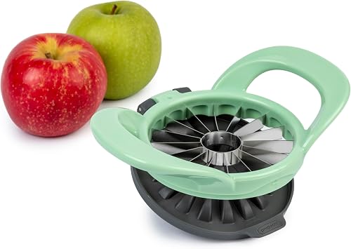 PrepWorks by Progressive Dishwasher Safe 16-Slice Thin Apple Slicer and Corer with Attached Safety Cover Pistachio