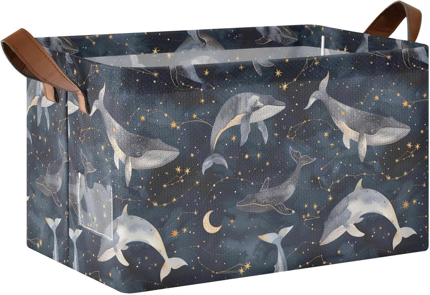 Whales Starry Large Storage Basket Storage Bin Cube Waterproof Organizer for Toys Closet Shelves Bedroom Decorative Collapsible