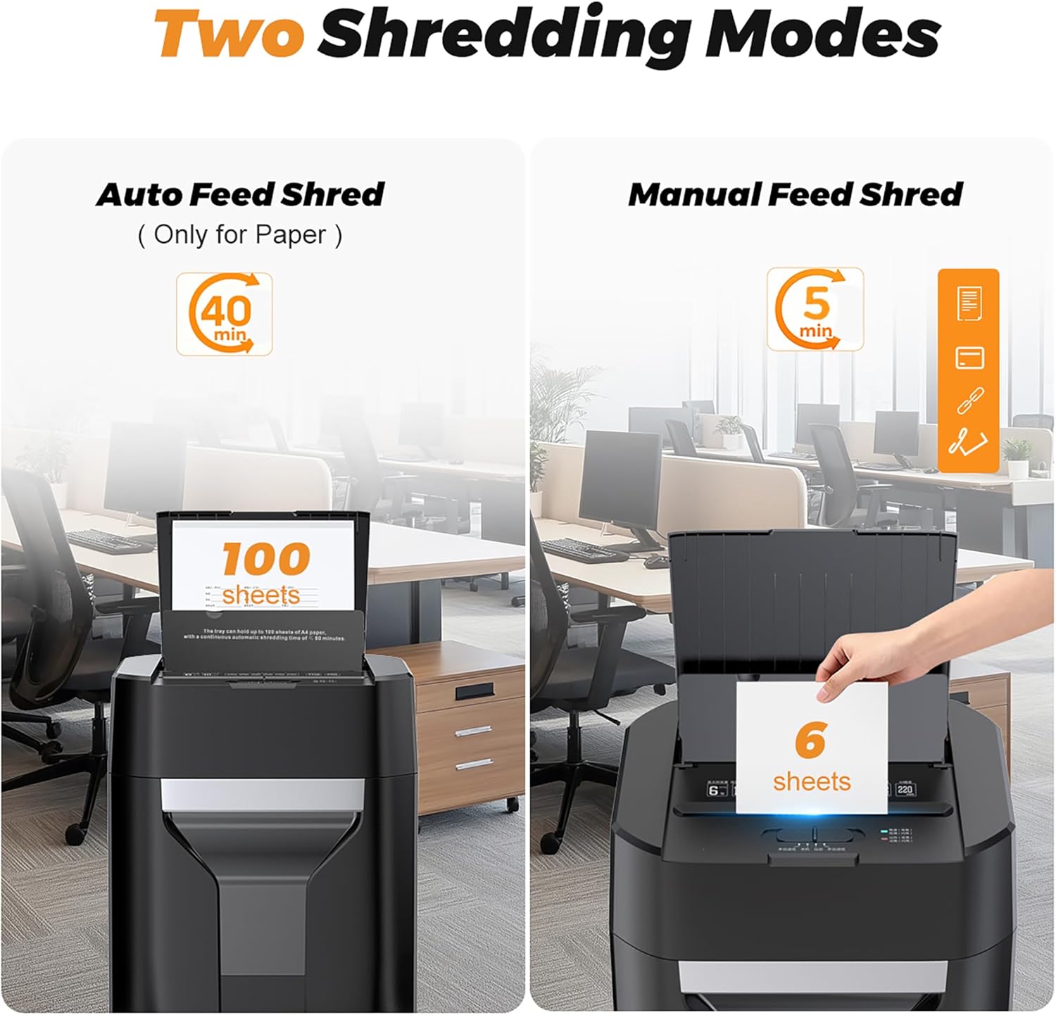 100-Sheet Auto Feed Paper Shredder, 40 Min Non-Stop, Shredders for Home Office Heavy Duty, P-4 Ultra Security Shredder for Home Office, Cross-Cut with Wheels, 4.5 Gal Bin, <63 dB (OL100)