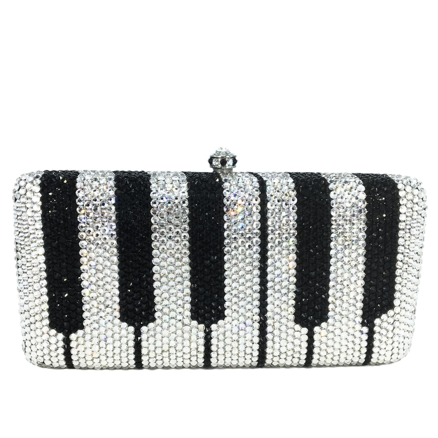 Boutique De FGG Piano Keyboard Crystal Clutch Purses for Women Formal Evening Bags Party Prom Rhinestones Clutch Bags,Mini