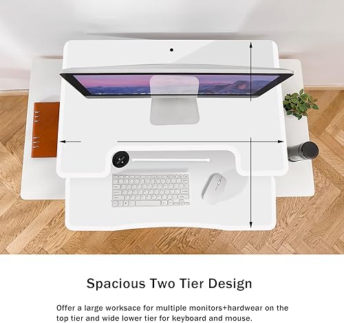 Miniatura 6 de GUKA Convertidor de escritorio de pie, escritorio de pie de 31.5 pulgadas, altura ajustable mediante ajuste eléctrico continuo entre 5.5 y 15.75