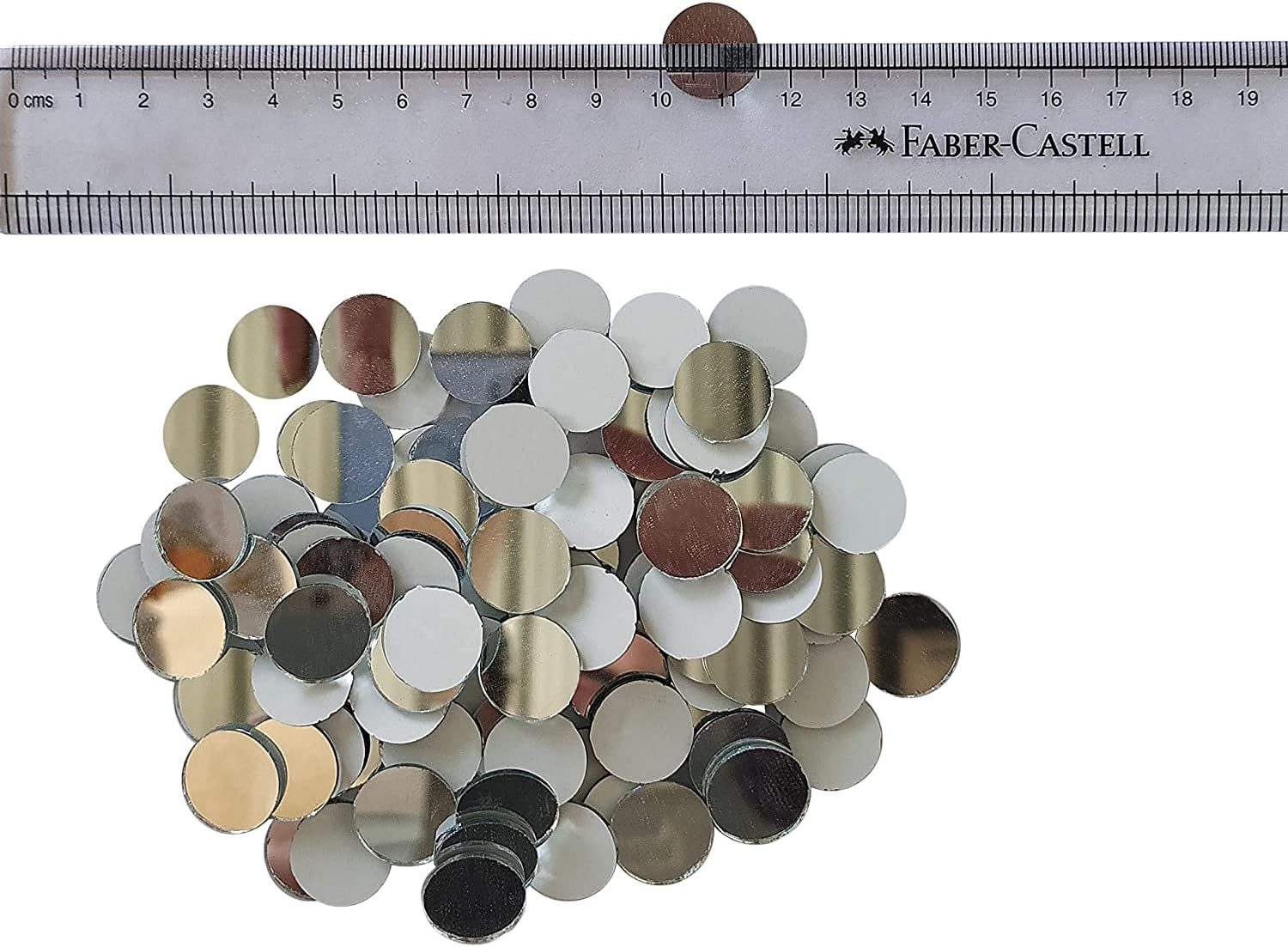 M Fabrics Mirror for Embroidery Works in Churidhar, Blouses,Dupatta, Art and Craft, Decoration Material with Cary Case Plastic Box (Size -15mm Round) - Pack of125 Pieces