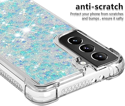 Miniatura 9 de LEMAXELERS Funda compatible con Galaxy S21+ 5G, funda transparente líquida con purpurina flotante de arena movediza a prueba de golpes, funda