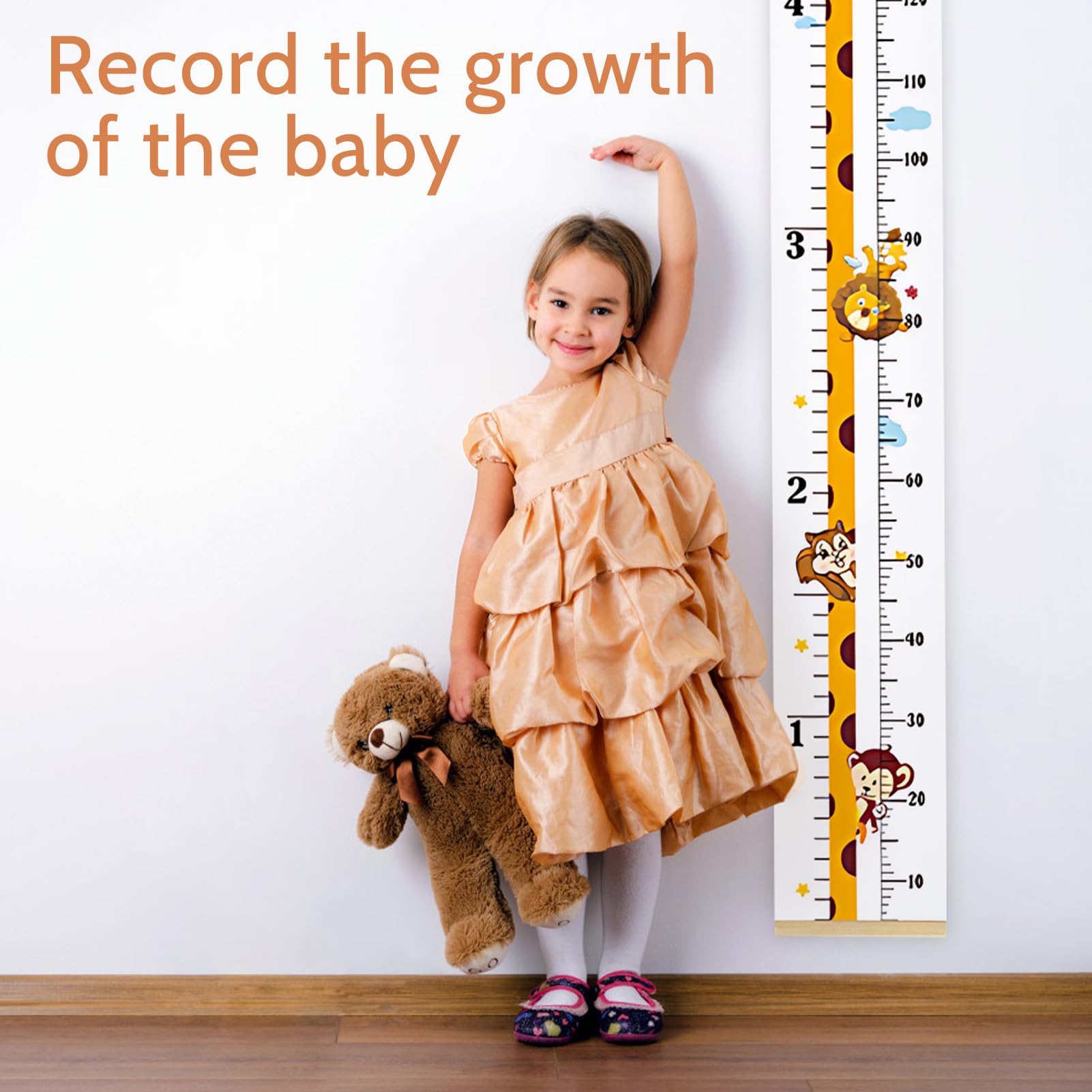 Grafico di crescita bambino righello misurazione parete appendere tela legno rimovibile