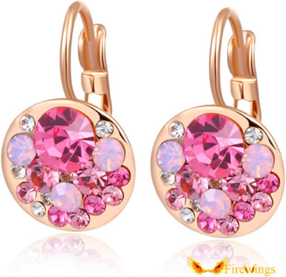 Firewings 18K Rose Gold Plated Swarovski Pink Crystal Hoop Earrings