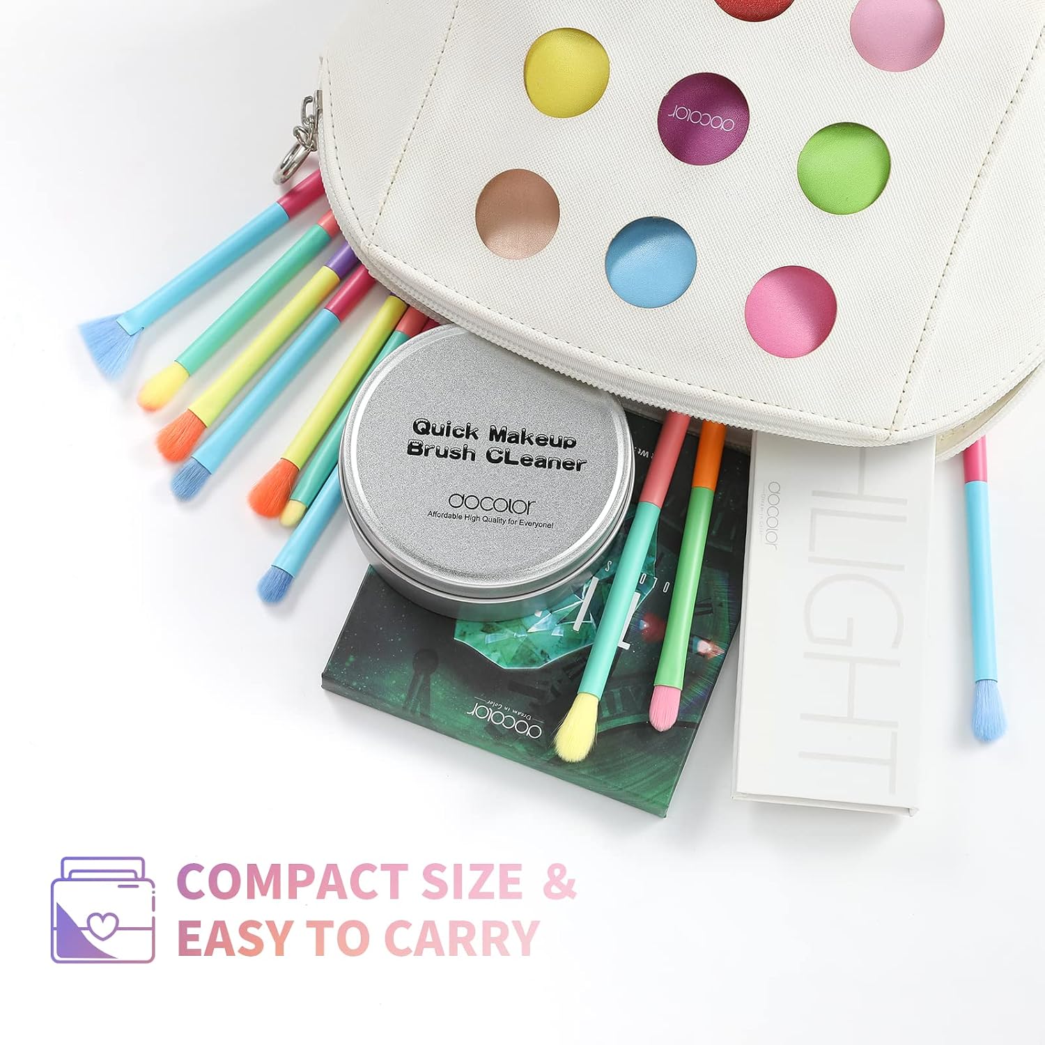 Docolor Makeup Brush Cleaner Sponge, Color Removal Sponge Dry Makeup Brush Quick Cleaner Sponge - Removes Shadow Color from Your Brush without Water or Chemical Solutions - Compact Size for Travel