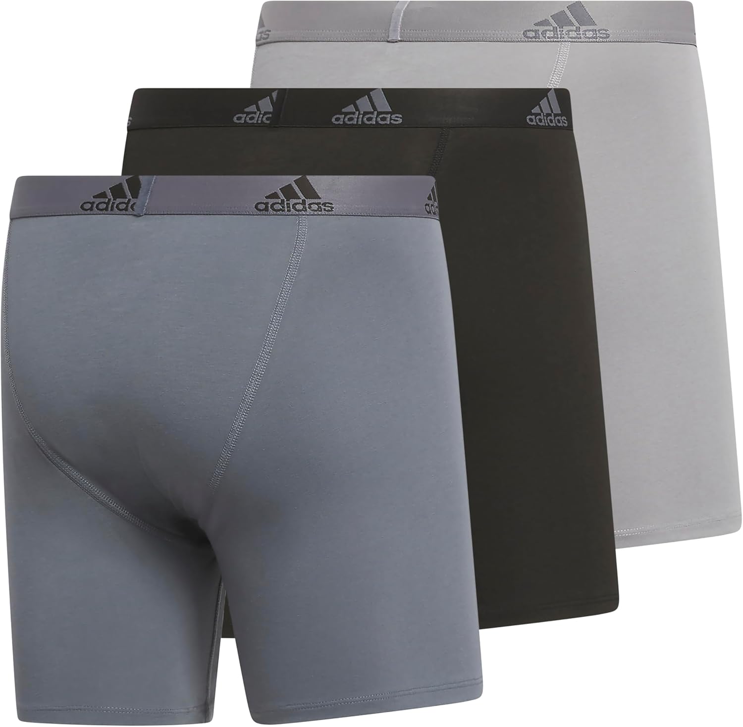adidas Men's Performance Stretch Cotton Boxer Briefs, Men's Underwear Boxer Brief, Soft Stretch, Superior Comfort, 3-Pack - Image 6